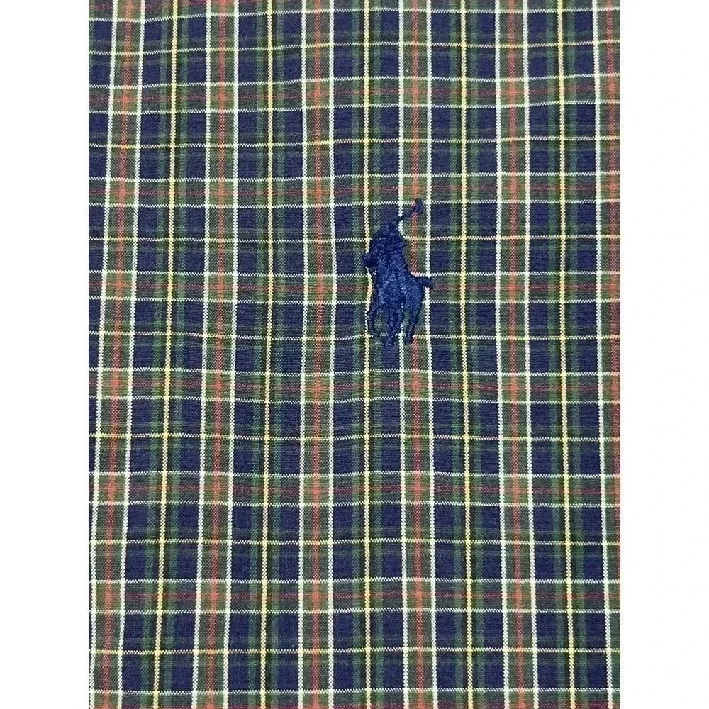 Polo Ralph Lauren Blake Blue Green Plaid Mens Size L Button Up Long Sleeve Shirt